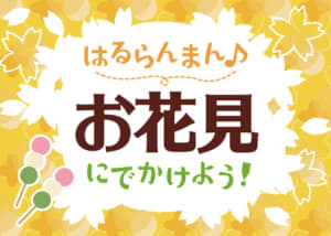 お花見の無料店舗ポップ　桜と団子のデザイン　黄色ver